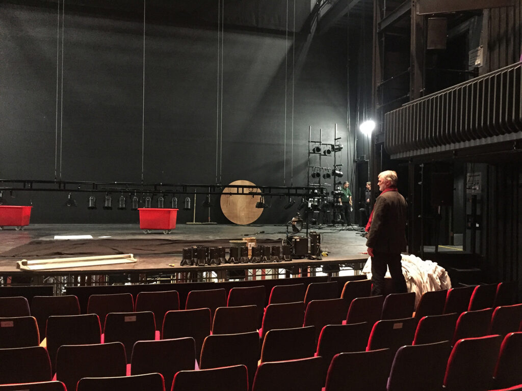 TheatreSquared's Artistic Director Robert Ford explores the auditorium at HOME, Manchester.