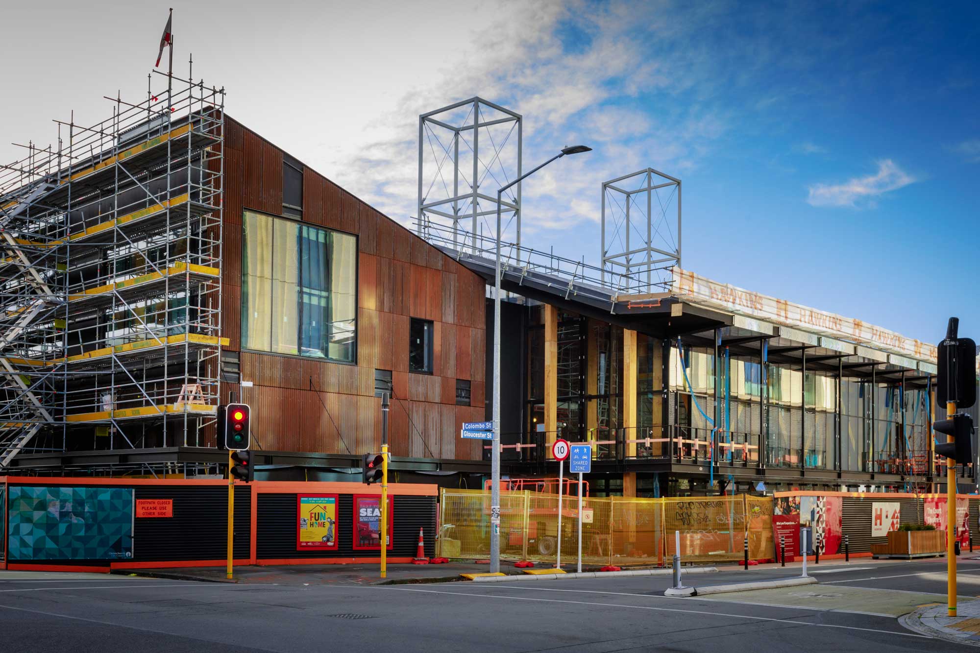 The Court Theatre under construction seen from across the street. Photo by Kirk Hargreaves © Christchurch City Council