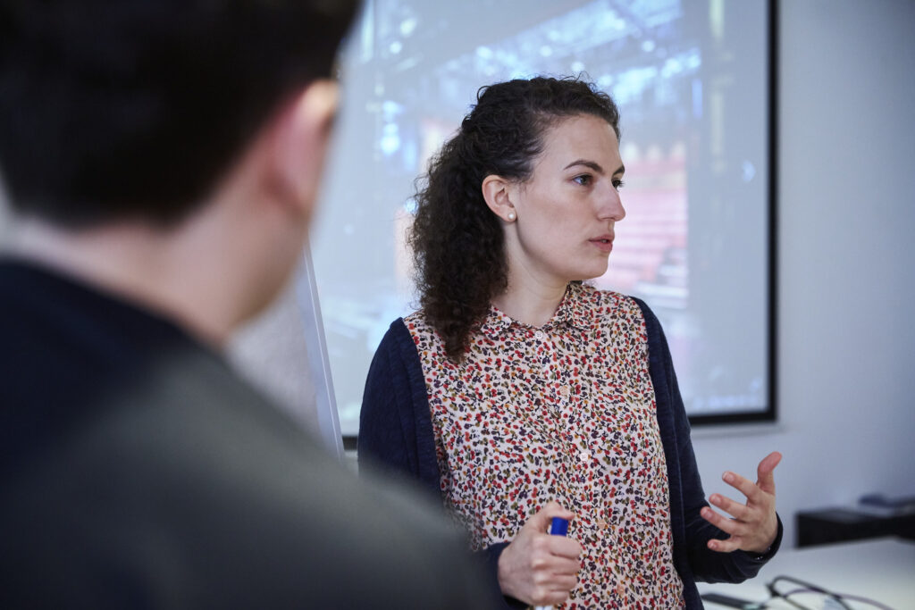 Kate Nolan presenting at the London studio.