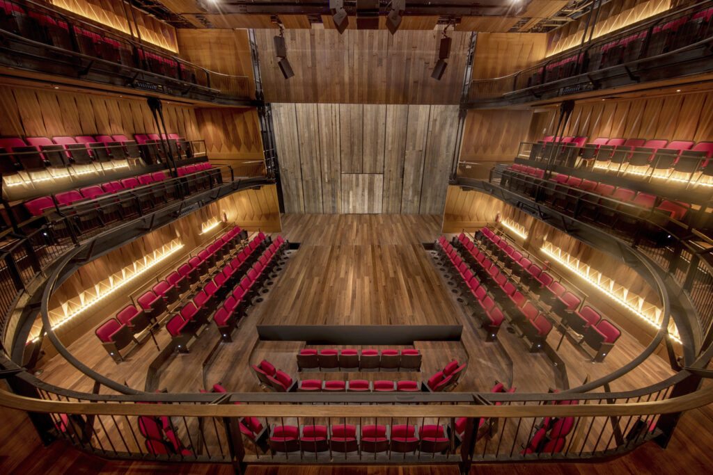 View of stage from first balcony at W!ld Rice.