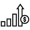 Increasing chart with money icon