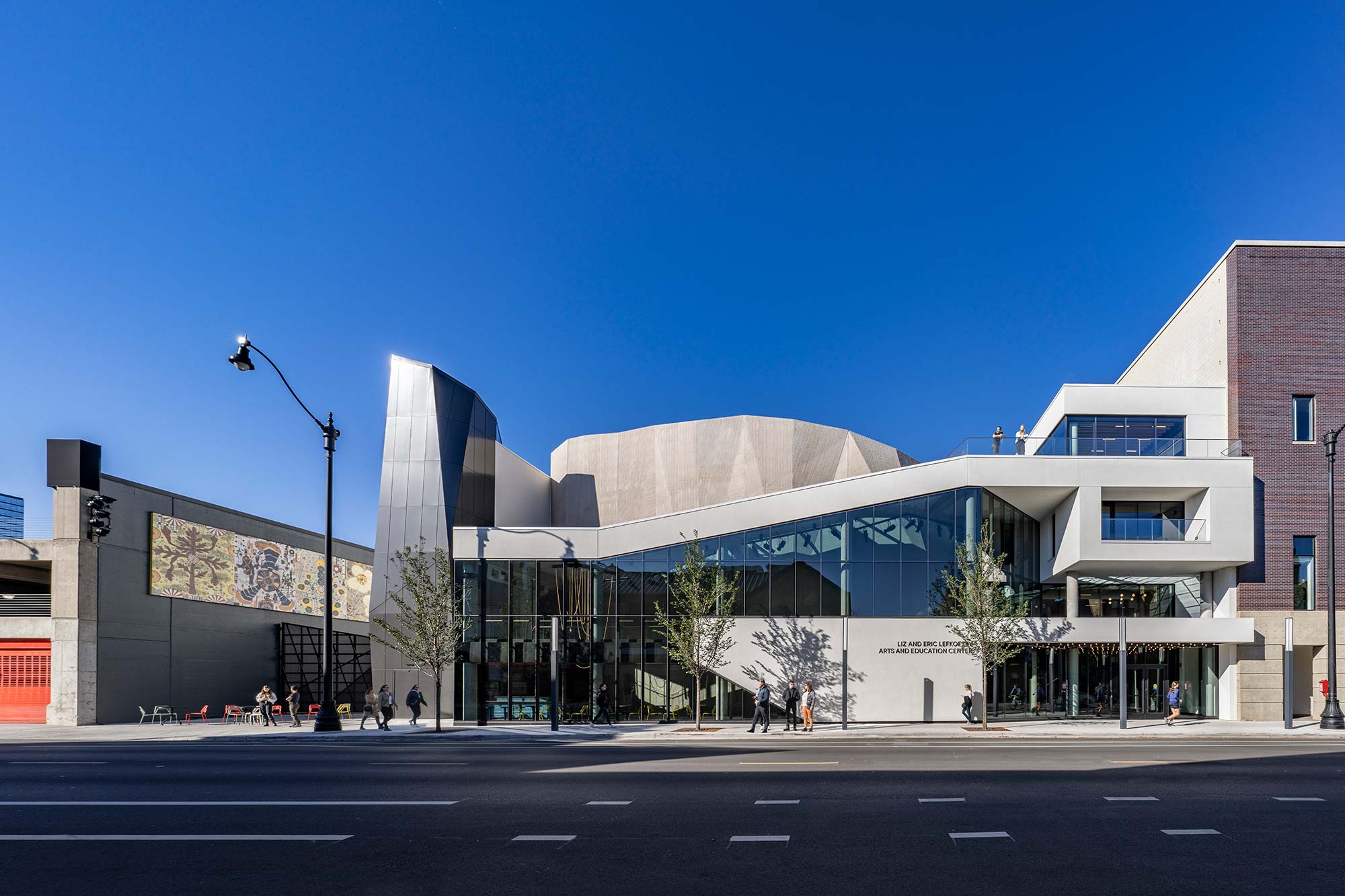 Exterior street view of the contemporary theatre building.