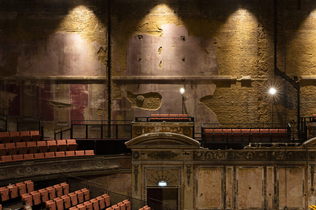 Alexandra Palace wall with downlights