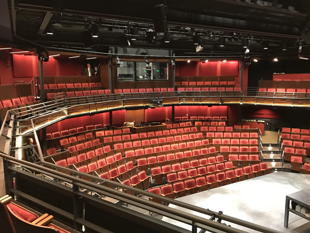 View of empty seating from the balcony level at Baltimore Center Stage.