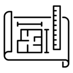 Icon of an architectural drawing with a ruler