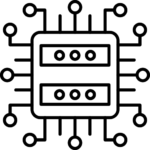 Icon showing an abstract representation of a microchip
