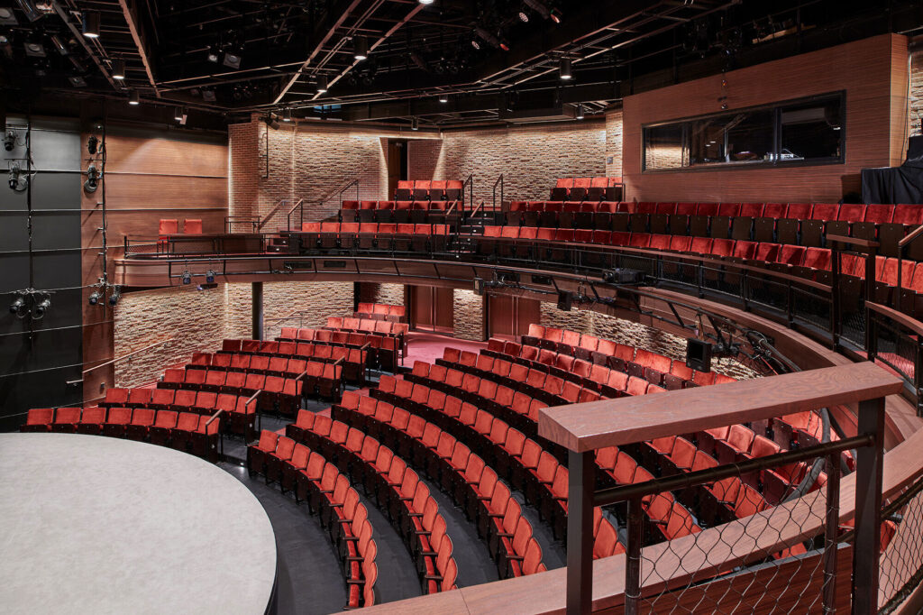View of the round seating area from the balcony level.