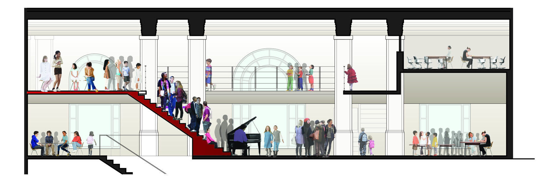 Cross section diagram of Saint Ann's School.