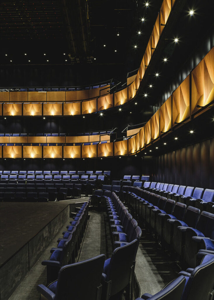 Corner view of multi-level seating @Sohoplace. Image by Haworth Tompkins