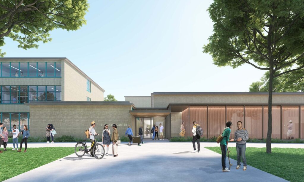 University of Arkansas Fine Arts Center Exterior. Image render by Deborah Berke Partners.