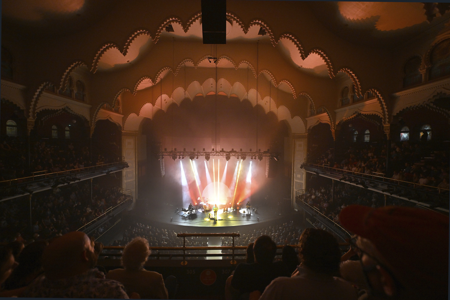 Massey Hall stage with lighting.